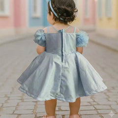 Devils N Angels Sky Blue Party Frock for Girls 6-9 Months | Jaipur