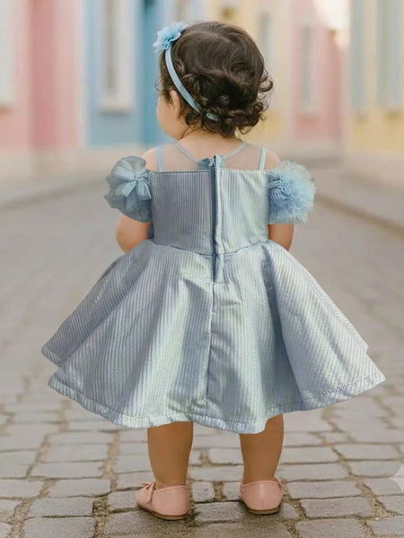 Devils N Angels Sky Blue Party Frock for Girls 6-9 Months | Jaipur