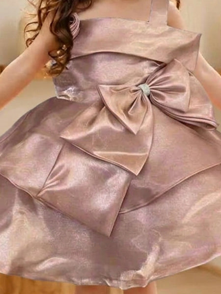 Devils N Angels Peach Satin Off-Shoulder Party Frock for Girls 1–3 Years | Jaipur