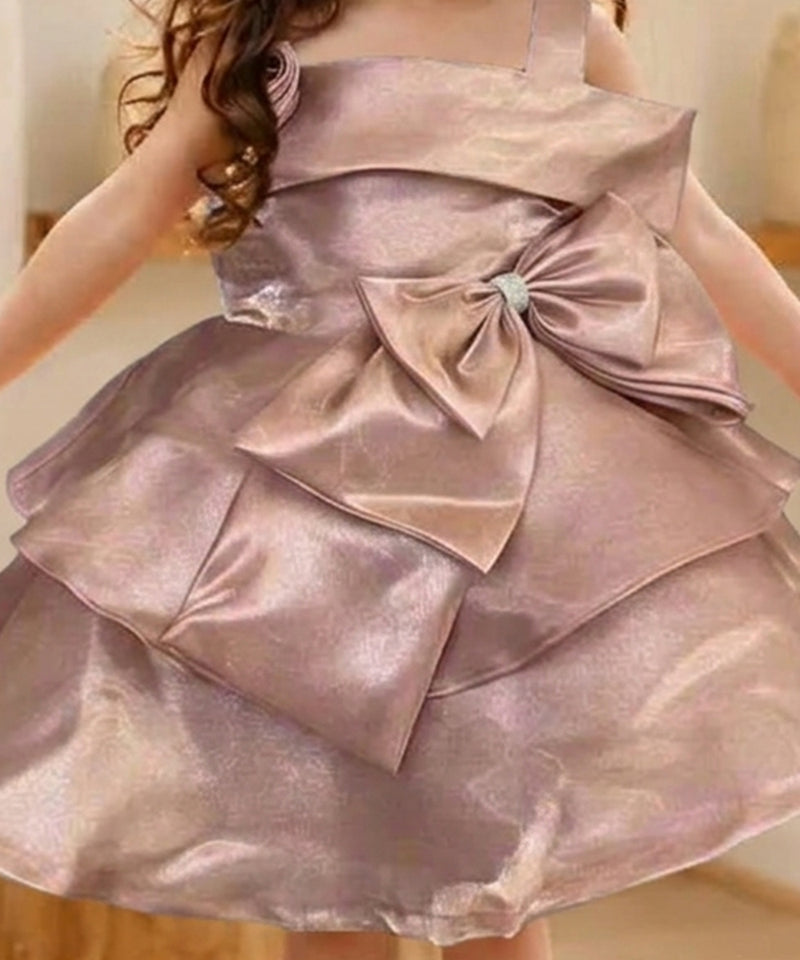Devils N Angels Peach Satin Off-Shoulder Party Frock for Girls 1–3 Years | Jaipur