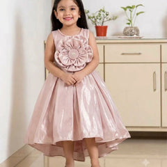 Devils N Angels Peach Flower High-Low Birthday Frock for Girls 9 Months–4 Years | Jaipur