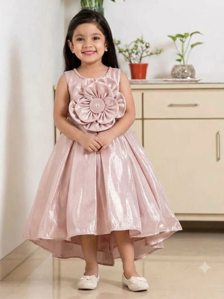 Devils N Angels Peach Flower High-Low Birthday Frock for Girls 9 Months–4 Years | Jaipur