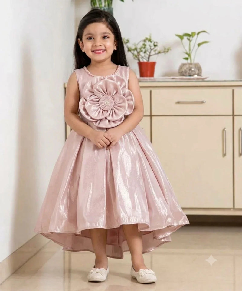 Devils N Angels Peach Flower High-Low Birthday Frock for Girls 9 Months–4 Years | Jaipur