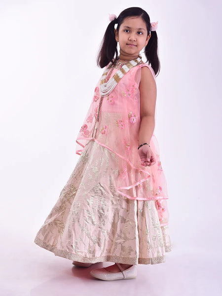 pink cream gown with a touch of gold for girls 