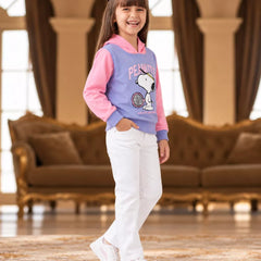Girls' pink and purple crop hoodie, kids party wear, Devils N Angels Jaipur, view 2