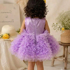 Devils N Angels Lavender Layered Net Party Frock for Baby Girls 0-6 Months | Jaipur