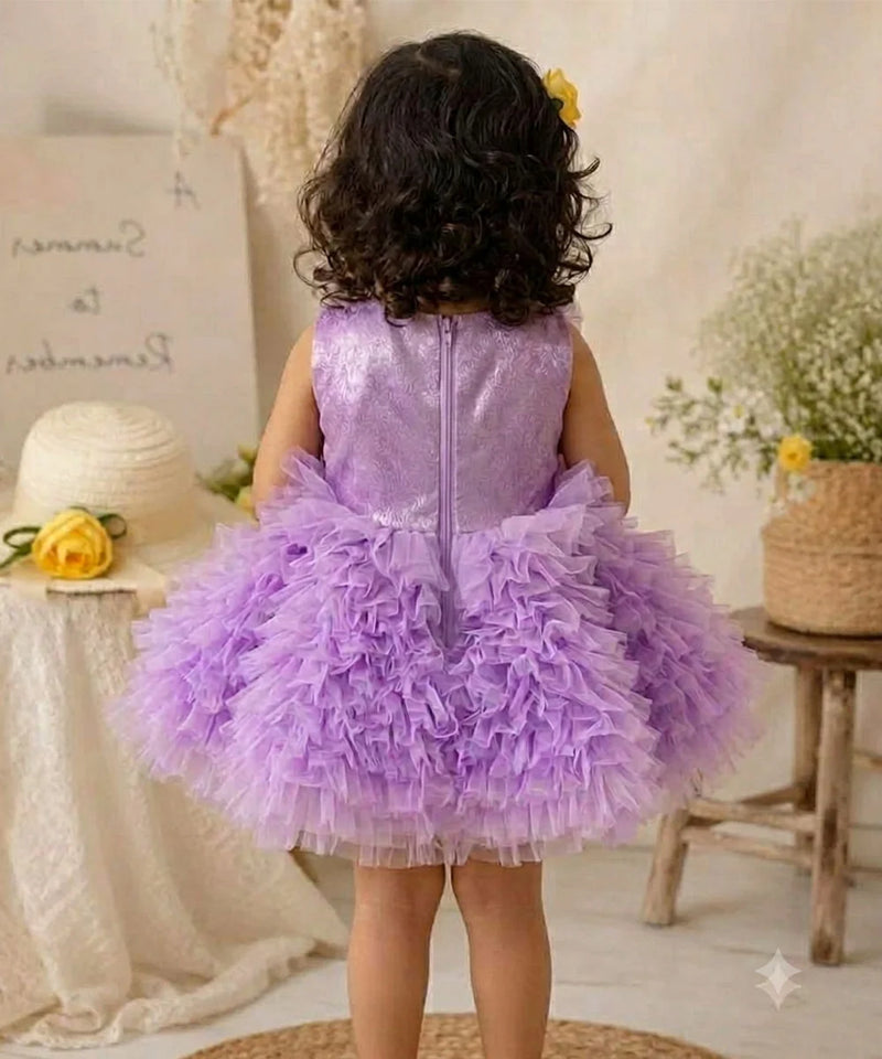 Devils N Angels Lavender Layered Net Party Frock for Baby Girls 0-6 Months | Jaipur
