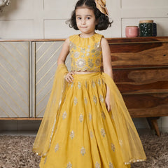 Devils N Angels Girls Yellow Party Wear Lehenga Choli Set Sizes 1-7 Years Jaipur
