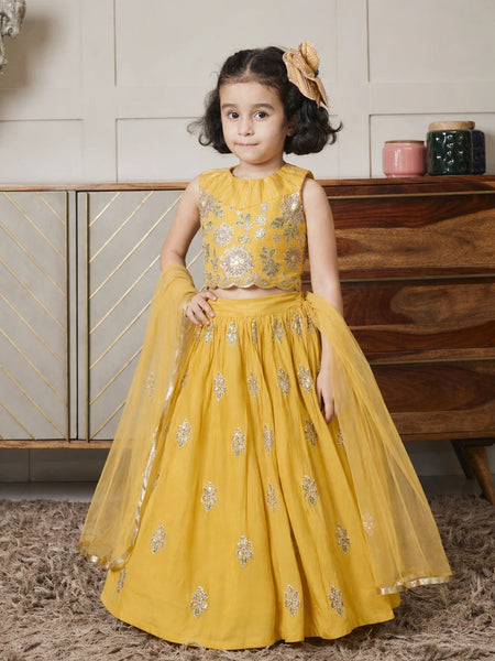 Devils N Angels Girls Yellow Party Wear Lehenga Choli Set Sizes 1-7 Years Jaipur