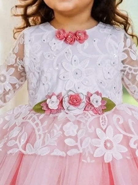 Devils N Angels White & Pink Floral Party Frock for Baby Girls 9-12 Months | Jaipur