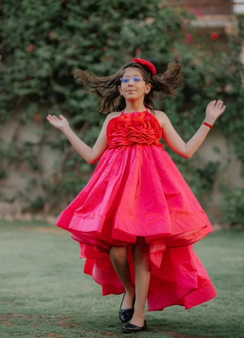 wedding wear pink show stopper long gown for girls 