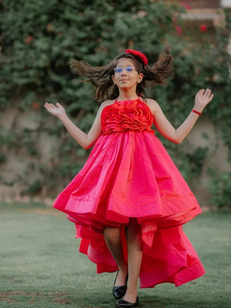wedding wear pink show stopper long gown for girls 
