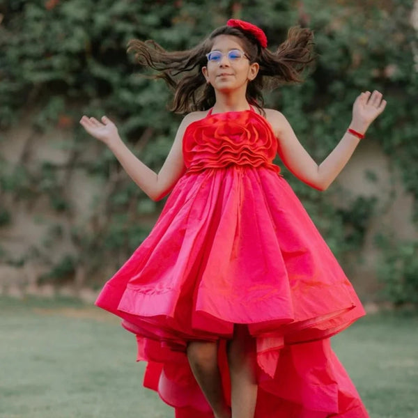 wedding wear pink show stopper long gown for girls 