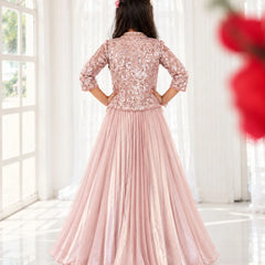 Pink Sequin Jacket Lehenga for Girls | Wedding Wear