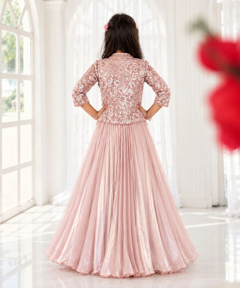 Pink Sequin Jacket Lehenga for Girls | Wedding Wear