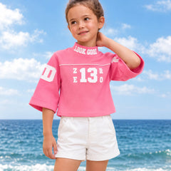 Girls' pink party wear crop top, Devils N Angels Jaipur, view 2