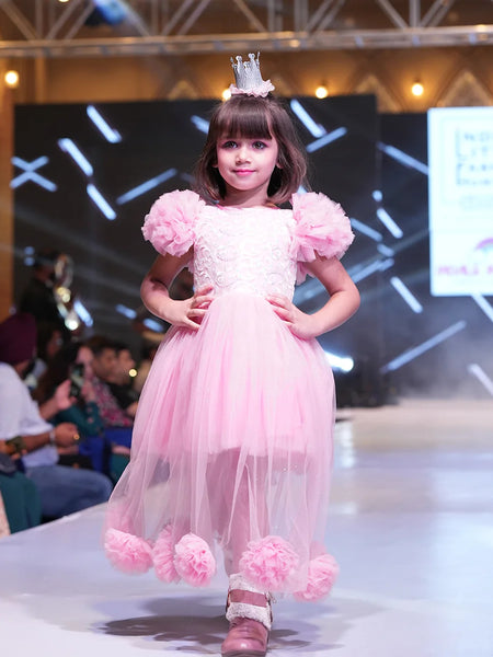 party wear pink floral gown for girls 