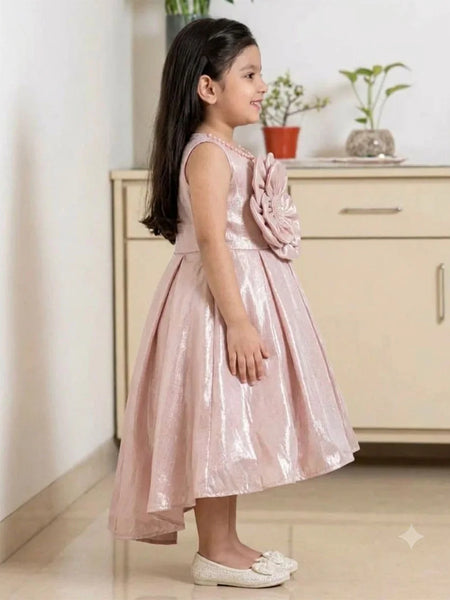 Devils N Angels Peach Flower High-Low Birthday Frock for Girls 9 Months–4 Years | Jaipur