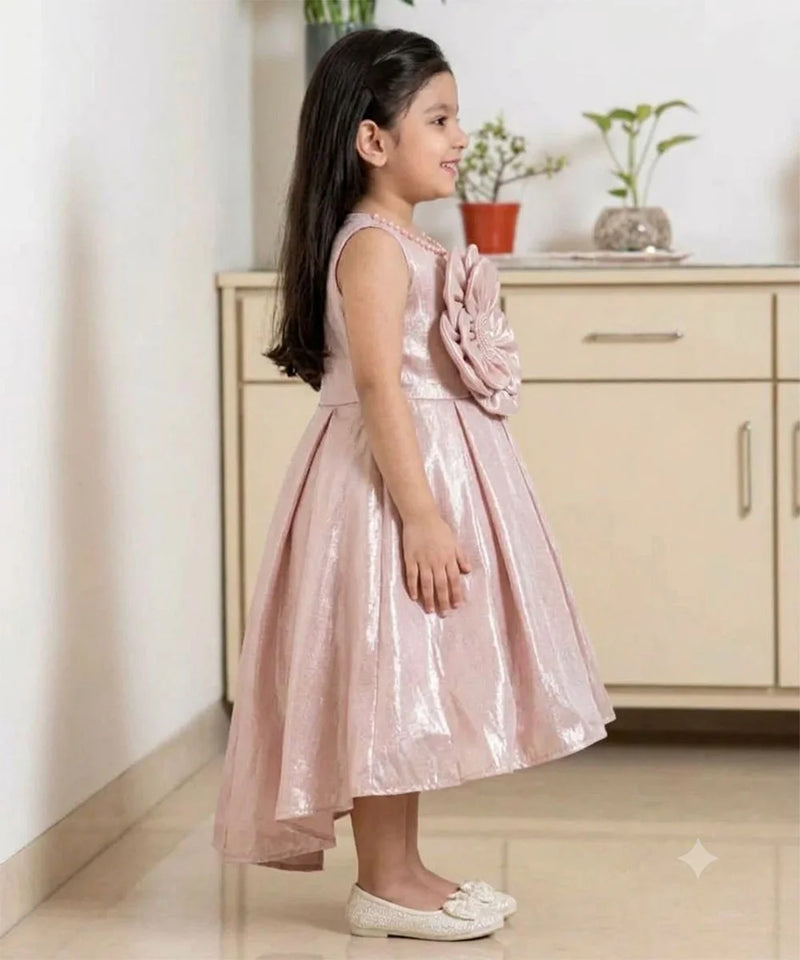 Devils N Angels Peach Flower High-Low Birthday Frock for Girls 9 Months–4 Years | Jaipur