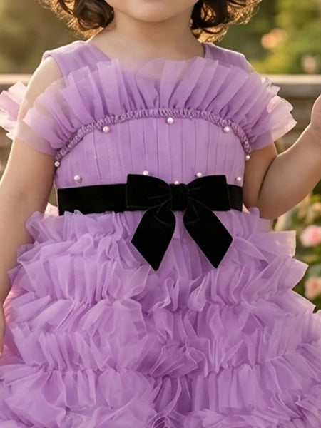 Devils N Angels Purple Frill Party Frock for Girls 9-12 Months | Jaipur