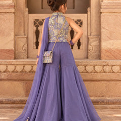 Back view of girls' lavender purple sharara set