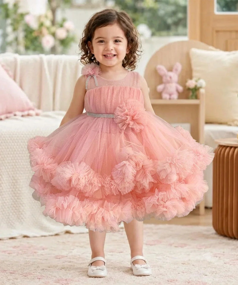 Devils N Angels Pink Frill Frock for Baby Girls Birthday Dress 9-12 Months | Jaipur