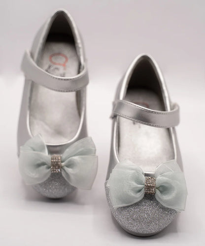 Girls' Silver Glitter Bow Ballerina Shoes (Ages 1–8 Years) – Jaipur