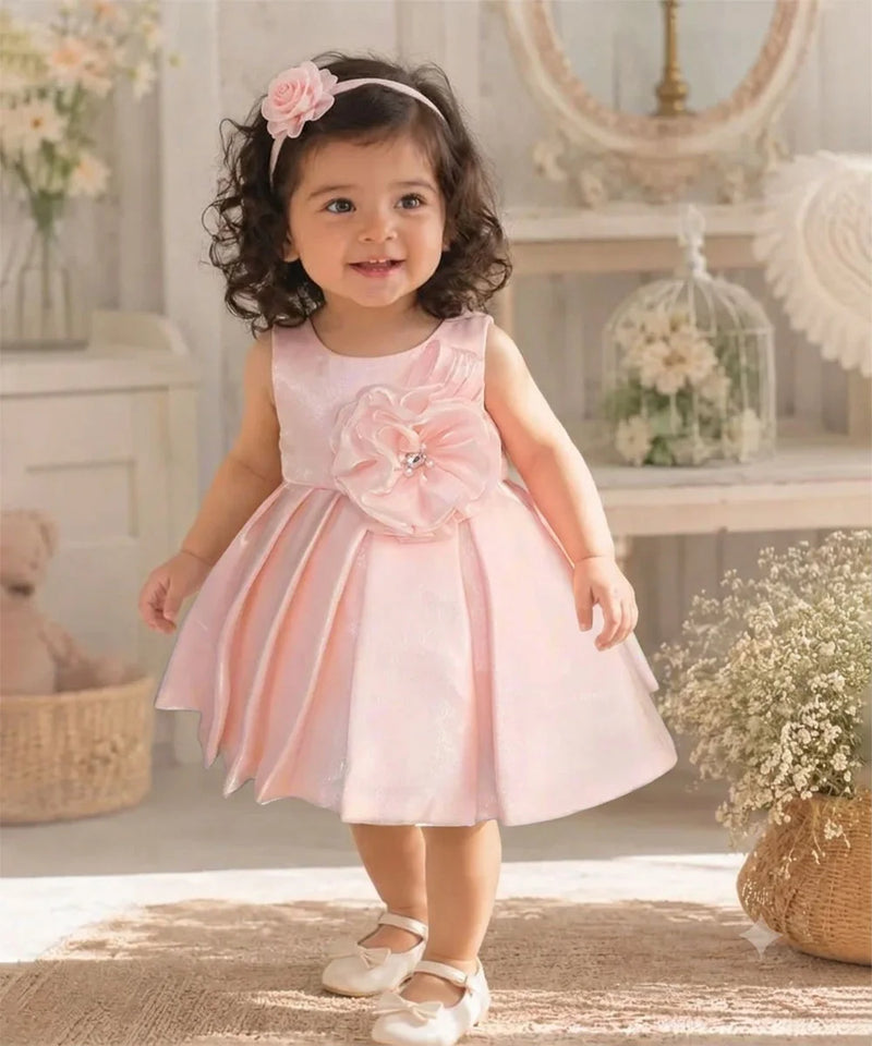 Devils N Angels Pink Pleated Party Frock for Baby Girls 0–9 Months | Jaipur