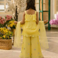 Devils N Angels Yellow Layered Sharara Set for Baby Girls Wedding Wear 0–6 Months | Jaipur
