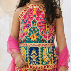 Girls multi color top pant set for wedding