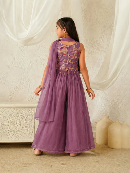girls wear beautiful purpleparty wear  sharara set