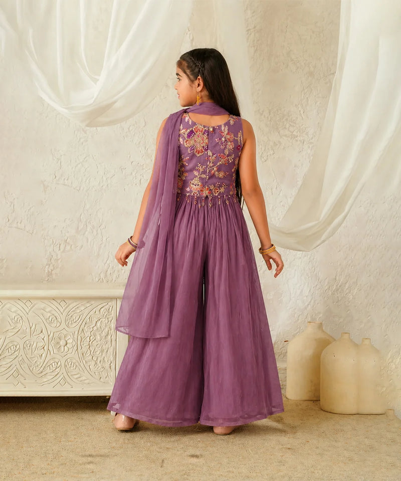 girls wear beautiful purpleparty wear  sharara set