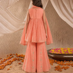 Designer Peach Sharara Suit for Girls – Wedding Outfit Jaipur