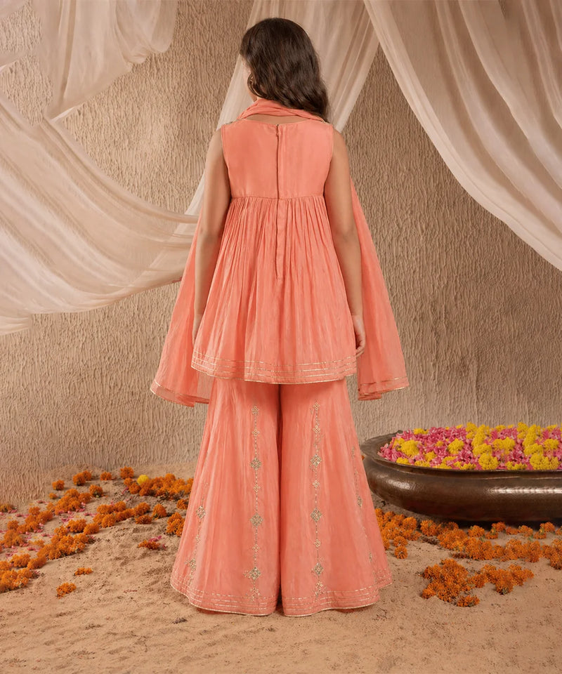 Designer Peach Sharara Suit for Girls – Wedding Outfit Jaipur