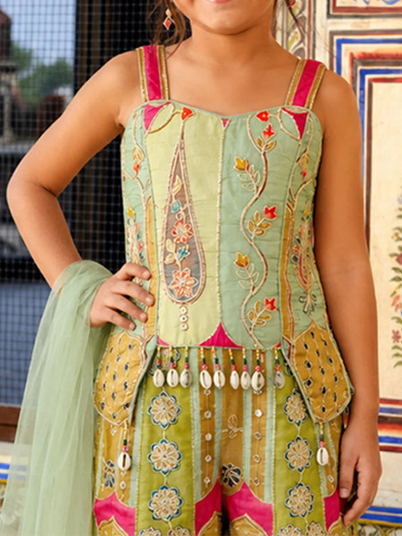 Devils N Angels Wedding Girls Embroidered Top & Sharara Set with Dupatta 4–14 Years Jaipur