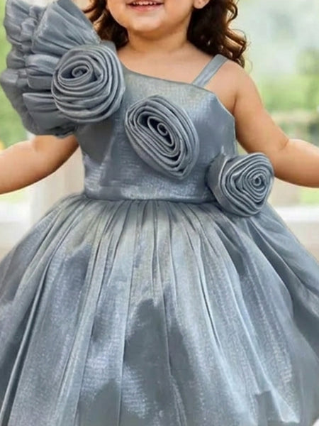 Devils N Angels Grey Floral Birthday Frock for Girls 9-12 Months | Jaipur