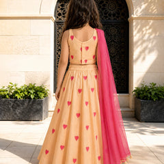 Beautiful Heart Print Lehenga for Girls – Kids Wedding Wear Jaipur