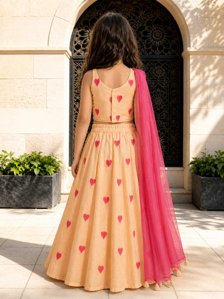 Beautiful Heart Print Lehenga for Girls – Kids Wedding Wear Jaipur