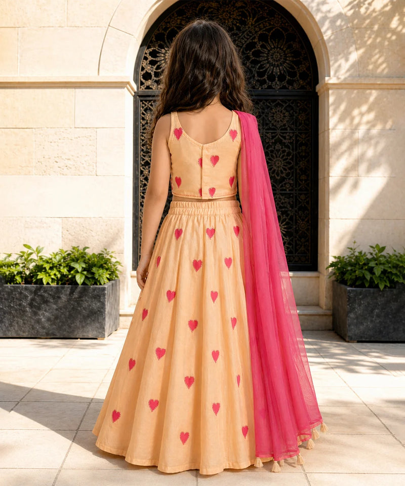 Beautiful Heart Print Lehenga for Girls – Kids Wedding Wear Jaipur