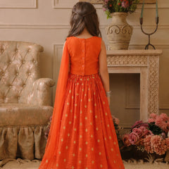 Orange Party Wear Girls Lehenga Choli | Kids Lehenga Jaipur