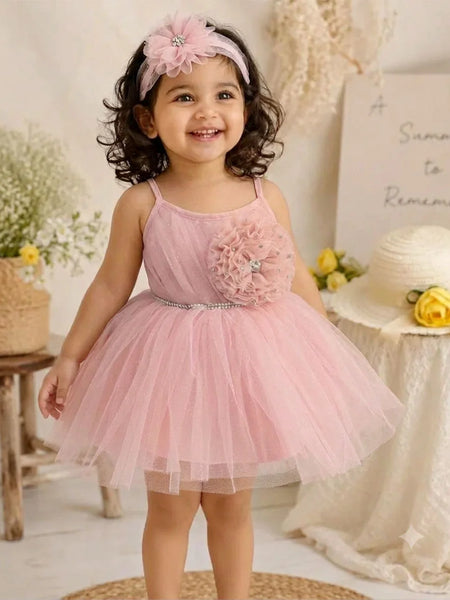 Devils N Angels Peach Shimmer Net Party Frock for Baby Girls 0–6 Months | Jaipur