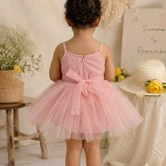 Devils N Angels Peach Shimmer Net Party Frock for Baby Girls 0–6 Months | Jaipur