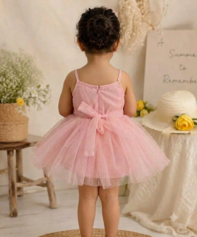 Devils N Angels Peach Shimmer Net Party Frock for Baby Girls 0–6 Months | Jaipur