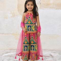 Girls multi color top pant set for wedding