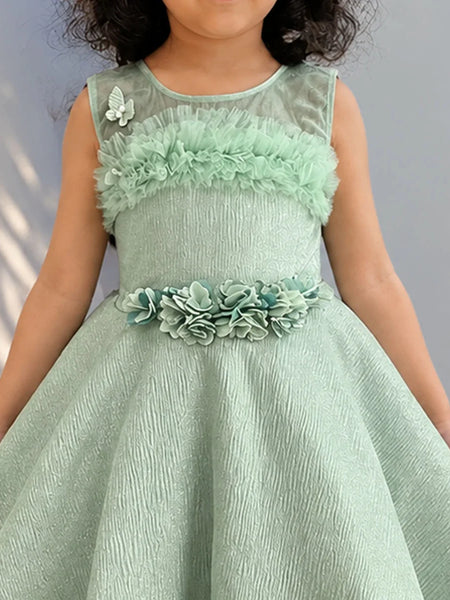 Devils N Angels Pista Green Party Frock for Girls 3–4 Years | Jaipur