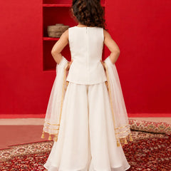 white multi-colour embroidered top and sharara set for girls aged 4-14 years 
