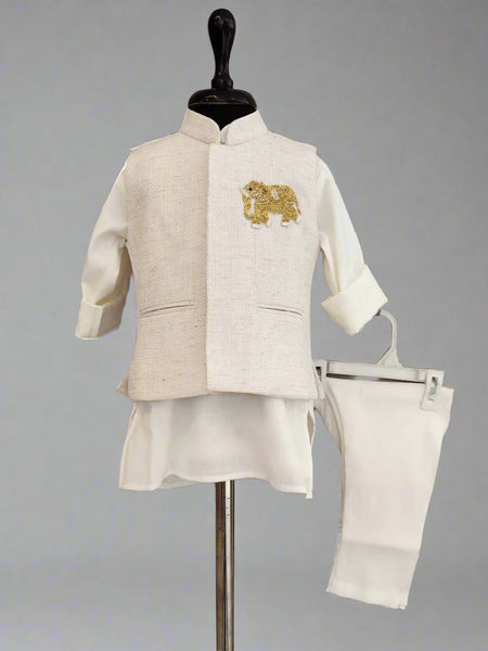 Royal boys kurta pyjama with sleeveless jacket, top Jaipur kids store