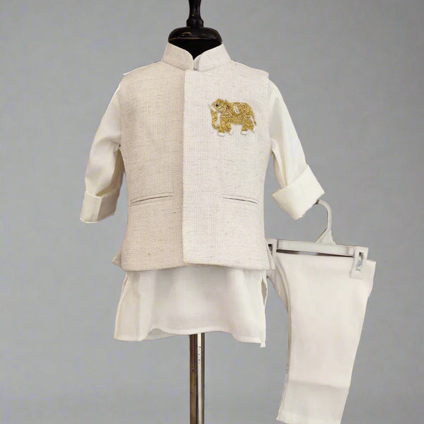 Royal boys kurta pyjama with sleeveless jacket, top Jaipur kids store