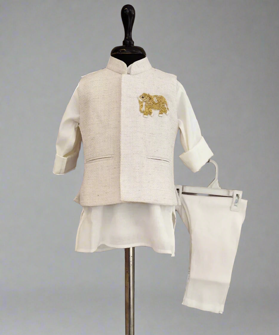 Royal boys kurta pyjama with sleeveless jacket, top Jaipur kids store