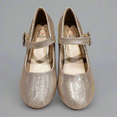Kids' Sparkling Gold Party Flats for Girls with Jewel Strap – Jaipur